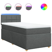 Letto singolo | Letto per adulti | Giroletto a Molle con Materasso Grigio Scuro 80x200 cm Tessuto