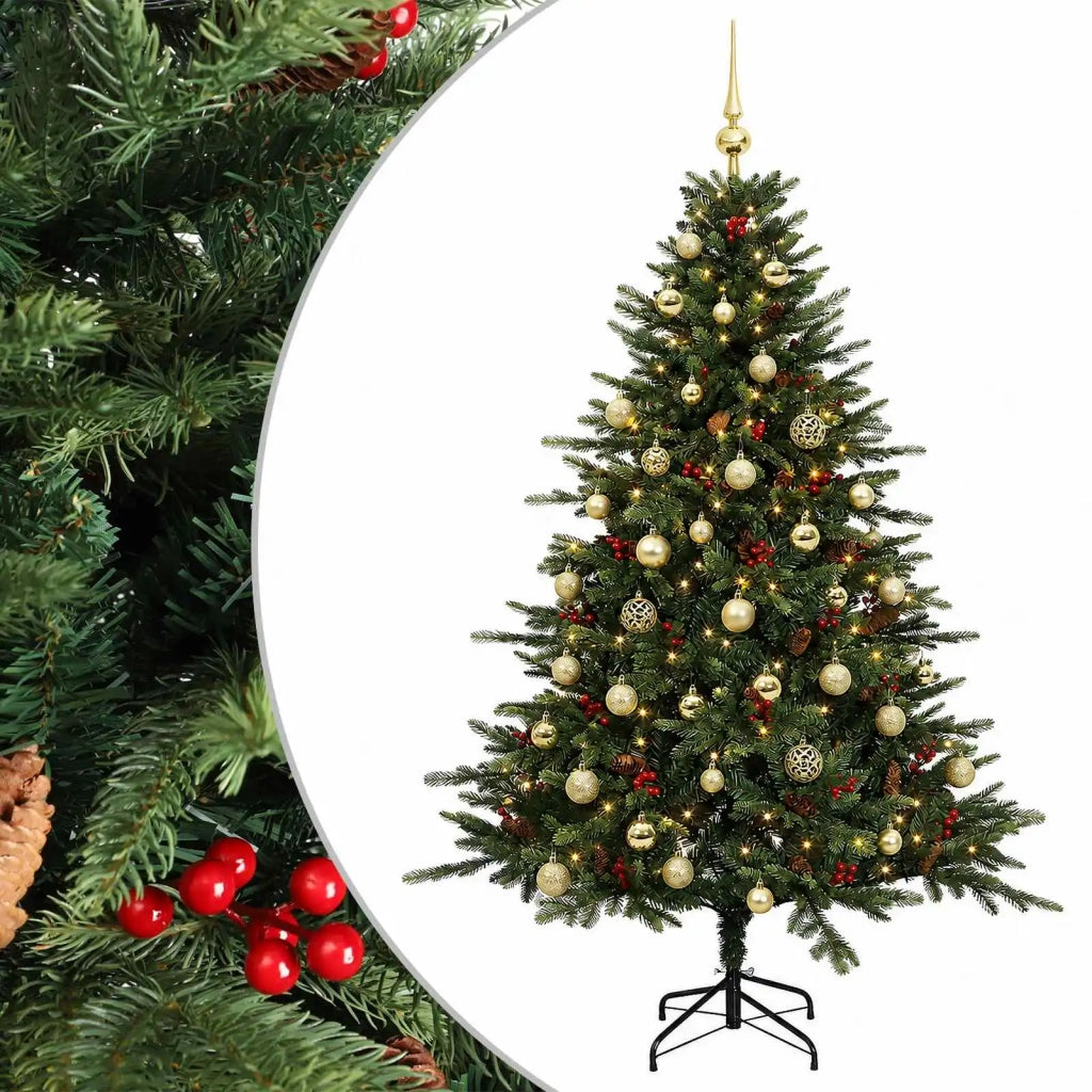 Albero di Natale artificiale con palline 120 cm 150 LED 3465677