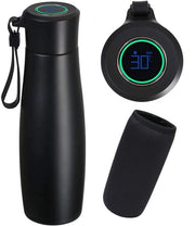 Termos 400 ml - Decksel ricaricabile con display LCD - Nero - Imprigionato e BPA - Ideale per tè e acqua - Per adulti