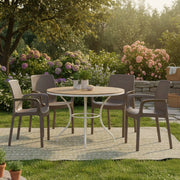 Sedia da esterno Anacleto, Seduta da giardino, Sedia per tavolo da pranzo, Poltrona outdoor effetto rattan, 100 % Made in Italy,Set da 4, Cm 54x60h82, Marrone