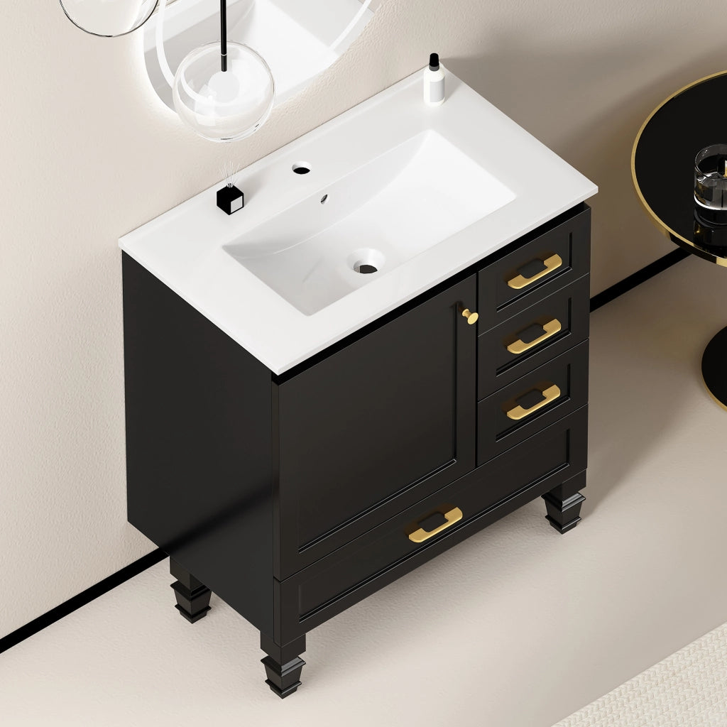 Armadietto Bagno con Cassetti ¨C MINIMAL ¨C Nero, 75 cm