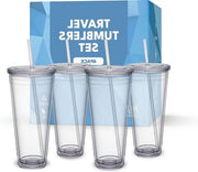 Bicchieri riciclabili in plastica rigida con coperchio e beccuccio - a doppia parete - 700 ml - BPA libero - 4 pezzi