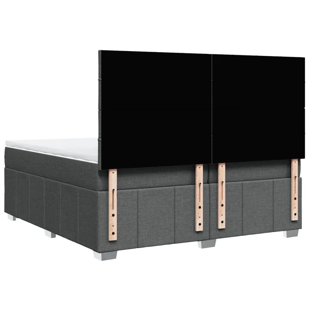 Giroletto a Molle con Materasso Grigio Scuro 200x200 cm Tessuto