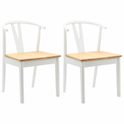 Sedia da pranzo 2 pz | Sedie da cucina Bianco e Naturale Legno di gomma solido