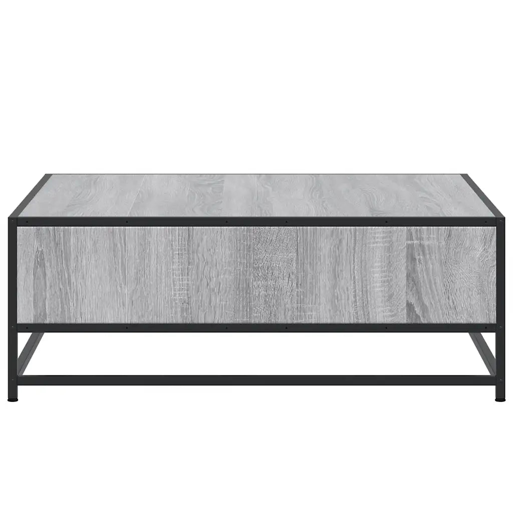 Tavolino Grigio Sonoma 80x80x30 cm in Truciolato e Metallo