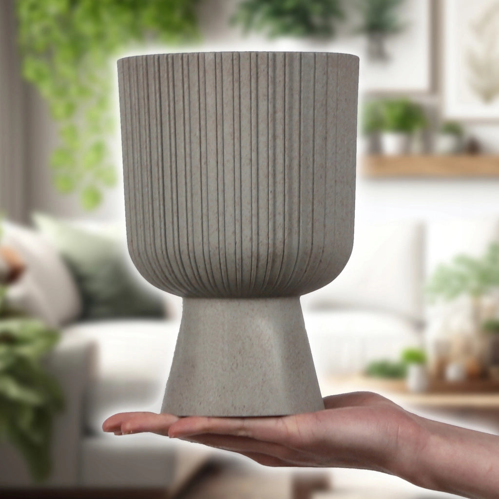 Vaso da fiori KADAX, vaso per fiori, da giardino, con coperchio in plastica, 14 cm, supporto per fiori, grigio