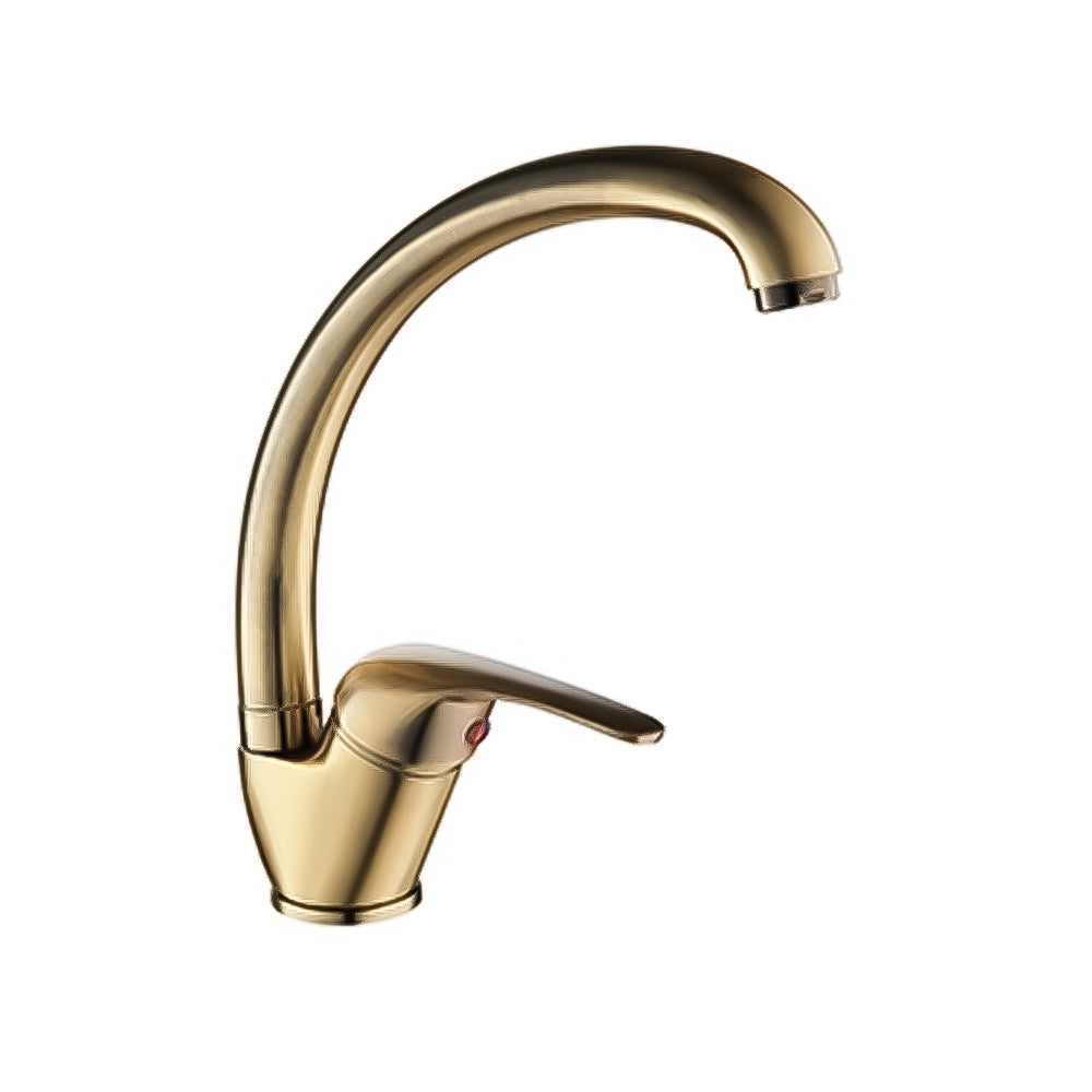 Rubinetto cucina a canna alta in ottone dorato Remy