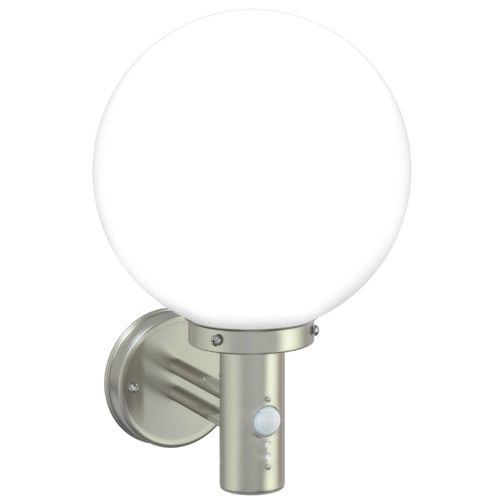 Luce da parete esterna con sensore Argento Acciaio Inossidabile IP44