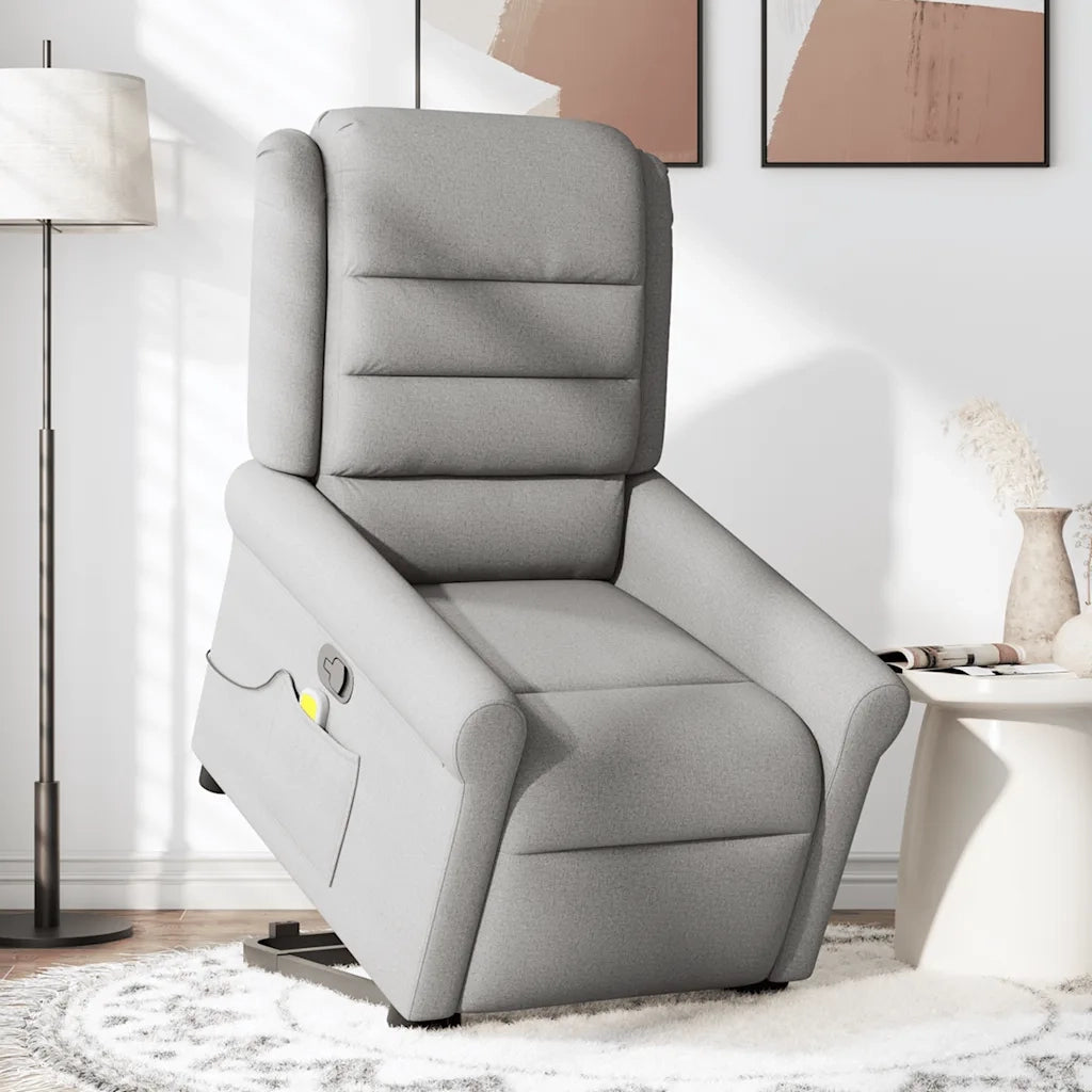 Poltrona Alzapersona Massaggi Reclinabile Grigio Nuvola Tessuto 3303333