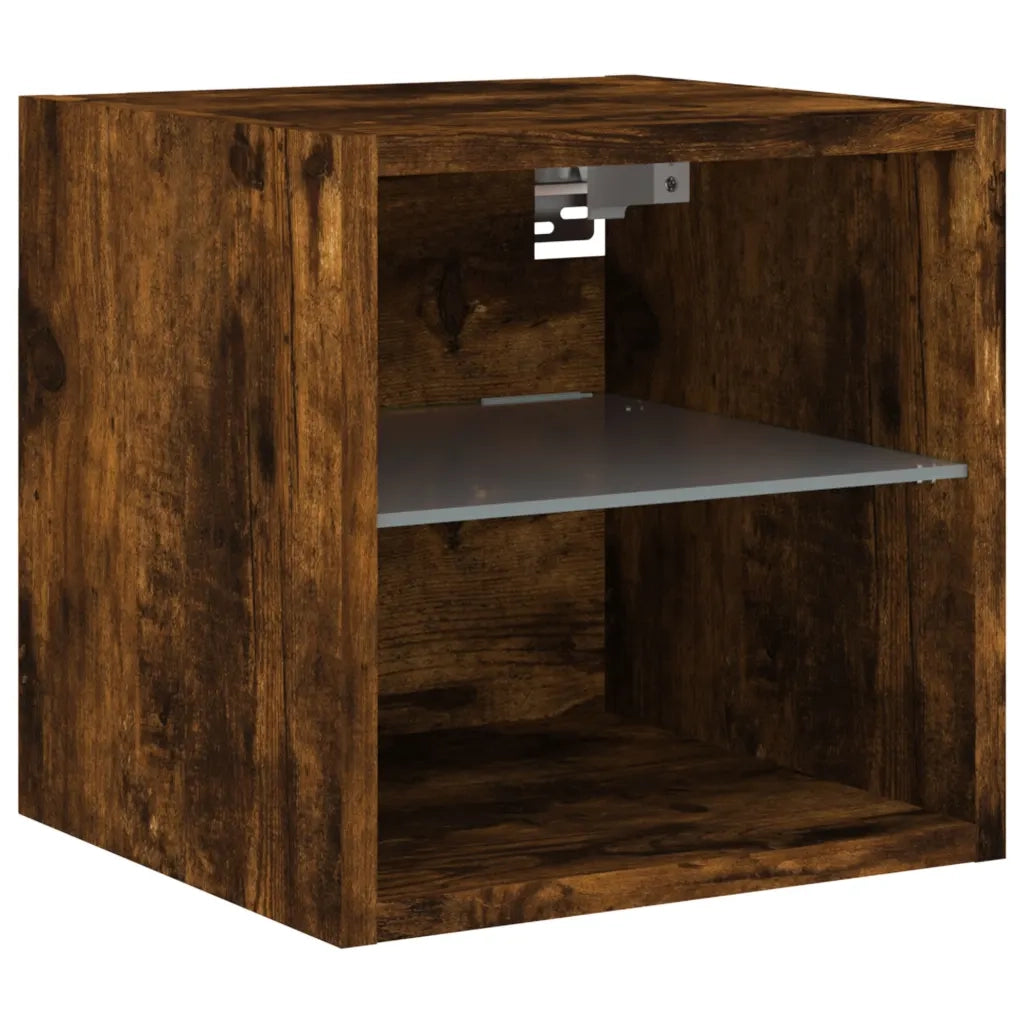 Mobili TV a Muro con LED 8pz Rovere Fumo in Legno Multistrato 3216594