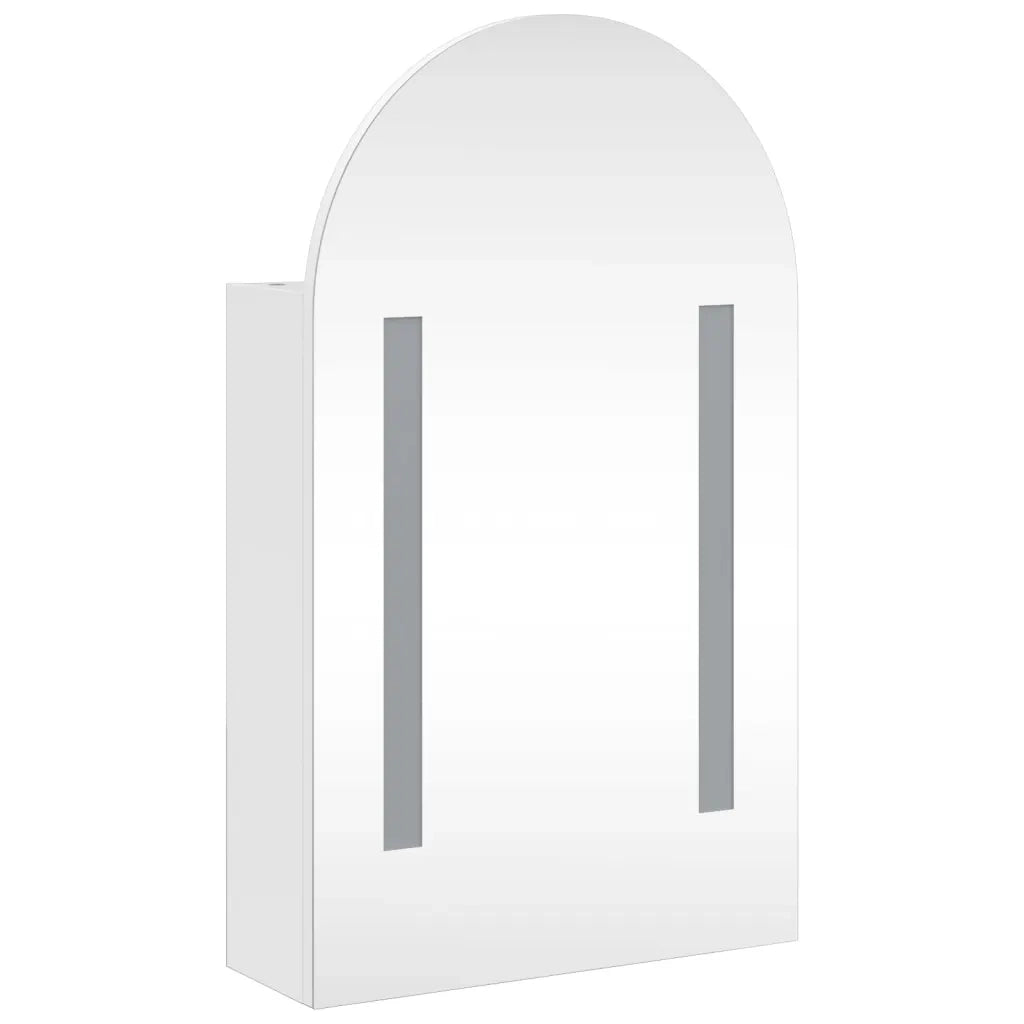 Mobiletto da bagno con specchio a LED design elegante 42 x 13 x 70 cm con ripiani regolabili in legno bianco 02_0047273
