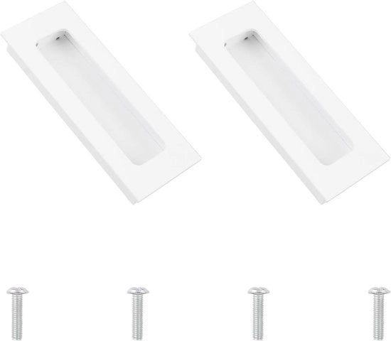 Set di 2 maniglie di apertura scorrevole in alluminio in colore caldo bianco - Design rettangolare - Per armadi a scomparsa - Set da 2 pezzi