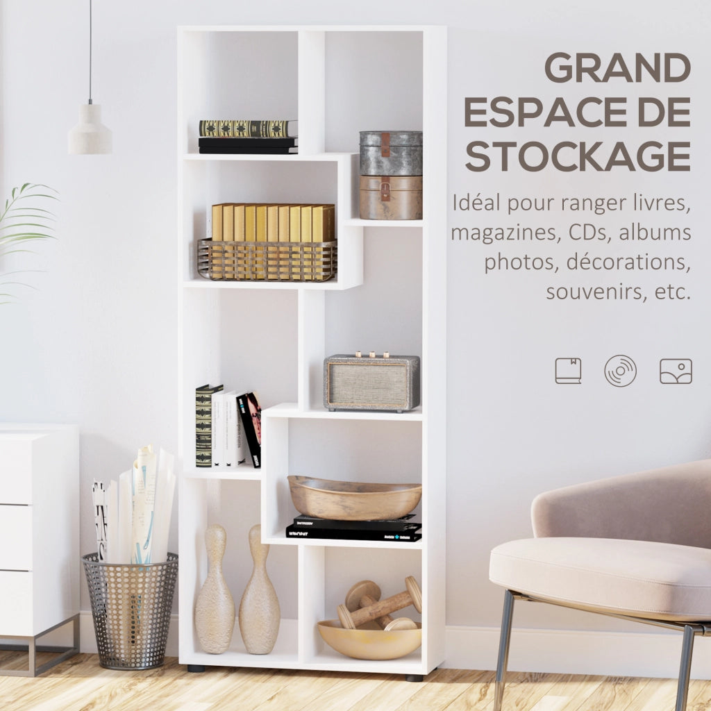 Libreria design zig zag moderno ¨C zephmum ¨C bianco truciolato 70x24x178