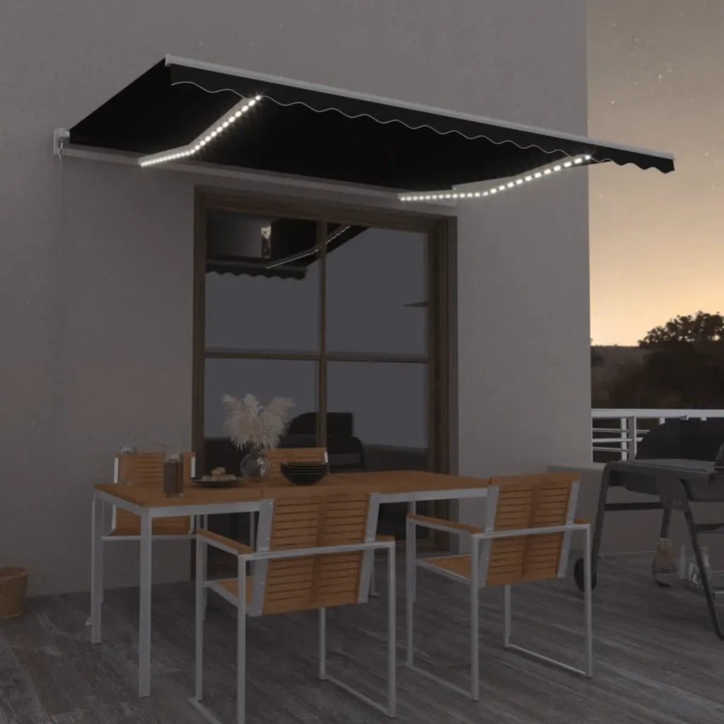 Tenda da Sole Retrattile Manuale LED 450x350 cm Antracite 3069004