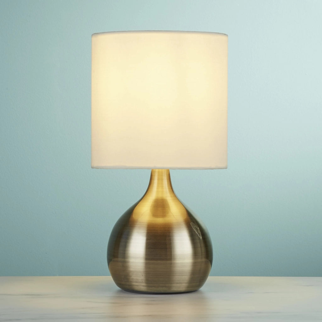 Abatjour Contemporaneo Tocco Acciaio Ottone Tessuto 1 Luce E14