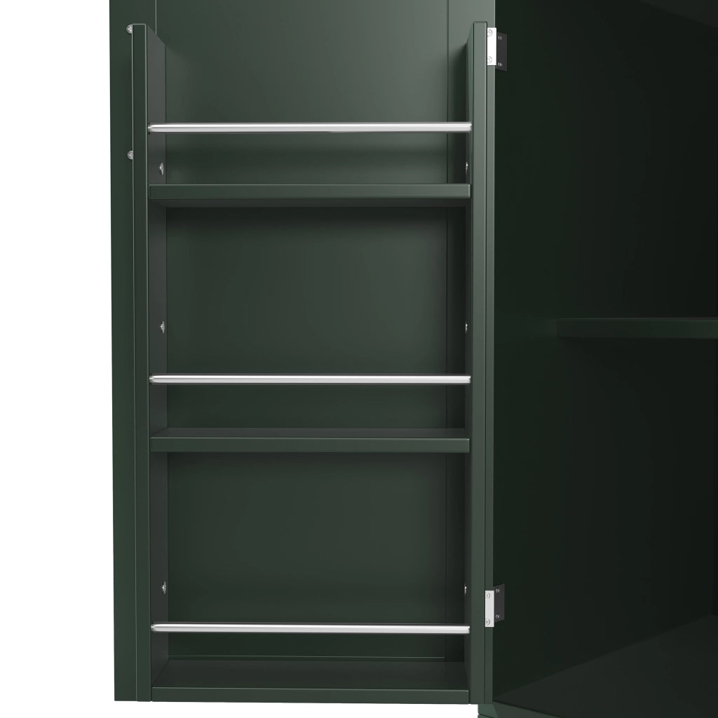 OKWISH Credenza da Cucina con 4 Ante, Cassetti, Supporti per Bevande e LED, per Cucina, MDF, Verde, 120 x 40 x 188 cm