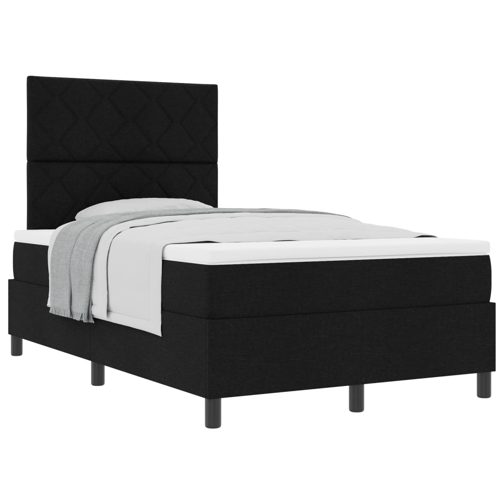 Letto Box Spring con Materasso Nero Piccolo Doppio in Tessuto