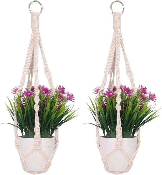 Lampadari a macramé e decorazioni per piante realizzate con corda di cotone - 50 cm di lunghezza per interni ed esterni