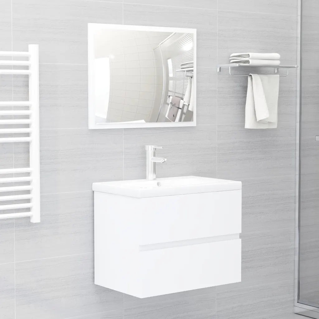 Mobile con Lavabo Integrato Bianco in Legno Multistrato 3071630