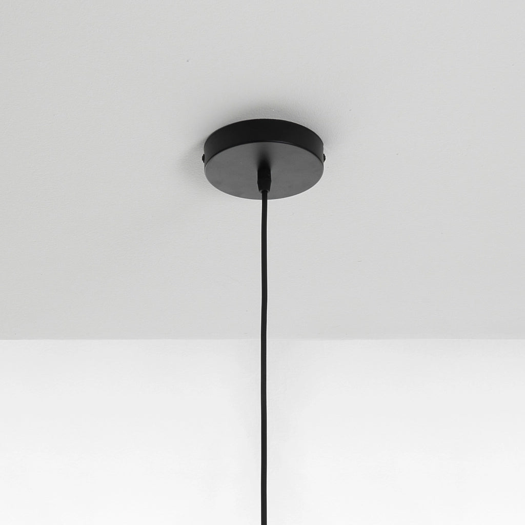 Lampadario in filo di acciaio nero con paralume cm Ø.24 H.56