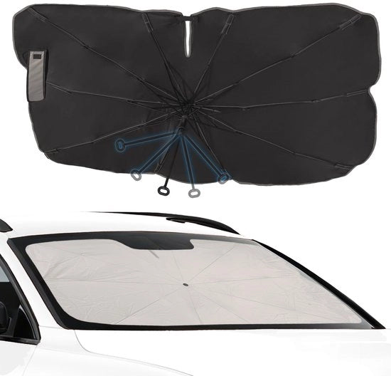 Ombrellone per Auto 145 x 85 cm - Opiegaibile - Protezione UV 99% - Isolamento Termico - Adatto per SUV/MPV - Telaio in Poliestere Durissimo - Ombrello per Auto