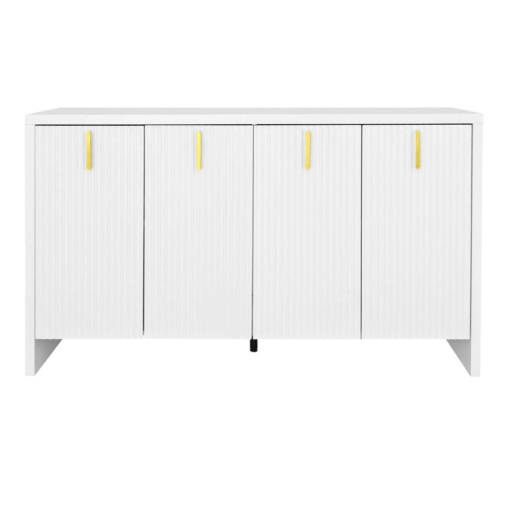 Credenza bianca minimalista - Zephmum - Maniglie dorate e ripiani regolabili