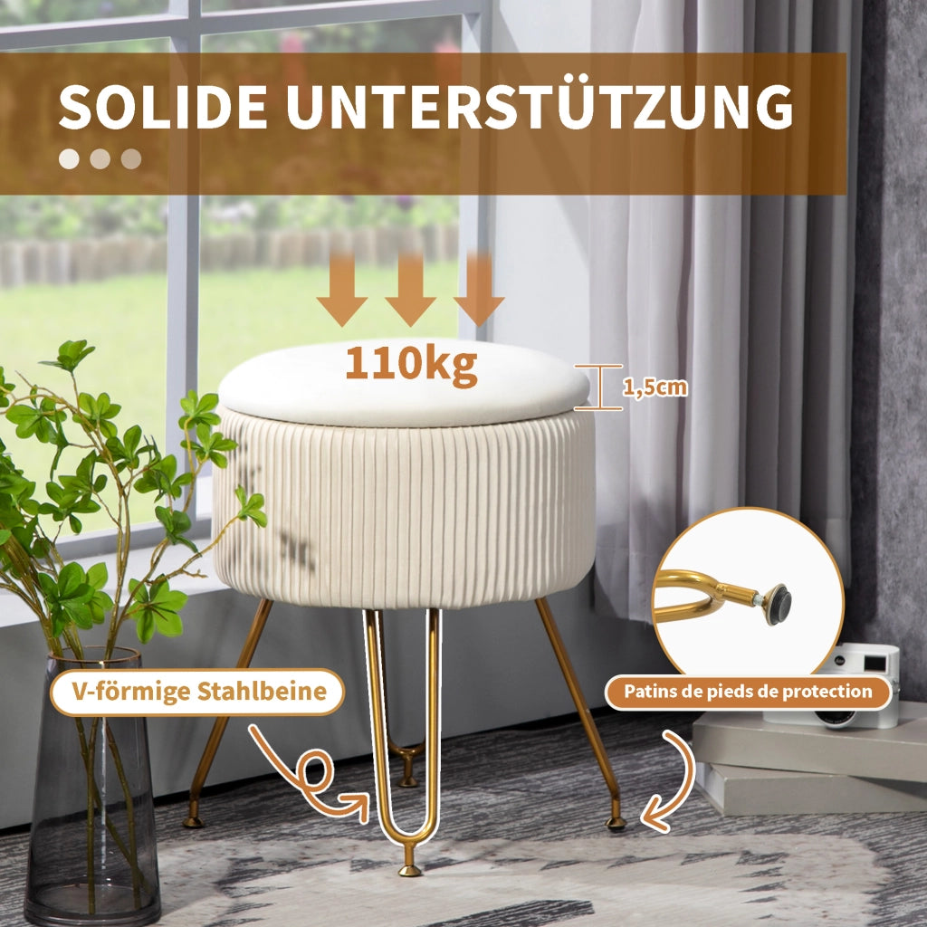 Puffo cassettiera con gambe in metallo ¨C zephmum ¨C crema 40x40x40