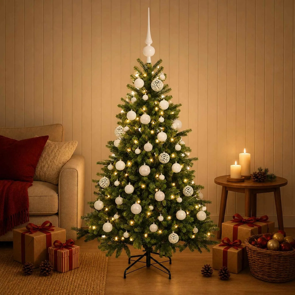 Albero di Natale artificiale con palline 150 cm 150 LED 3466082