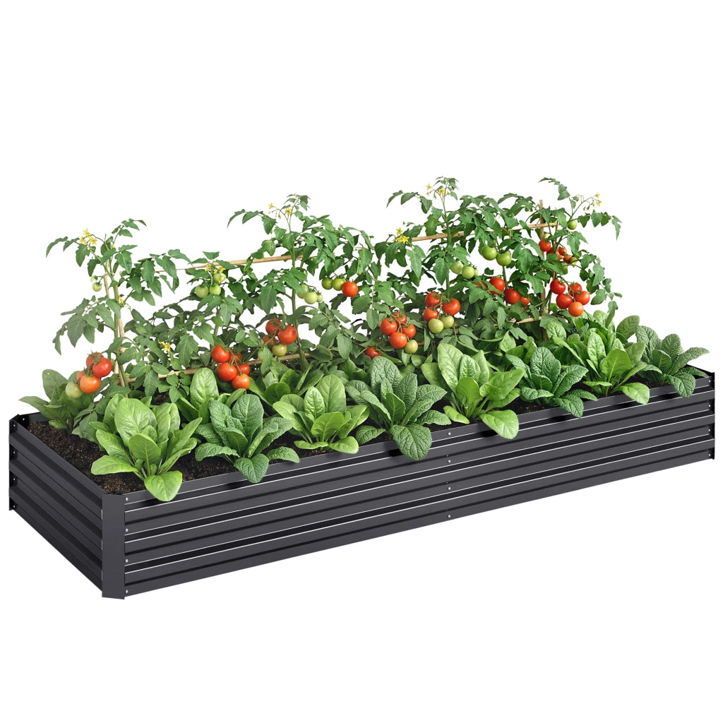 Fioriera Rettangolare Elevata ¨C zephmum ¨C Grigio Acero Galvanizzato 241x90.5x30 cm