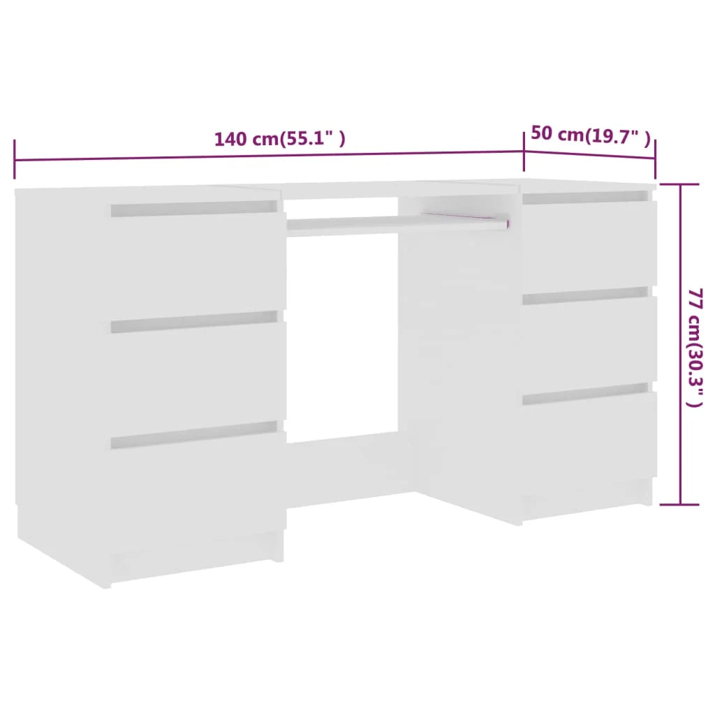 Scrivania tavolo postazione di lavoro mobile per computer studio 140 x 50 x 77 cm legno ingegnerizzato bianco 02_0023524