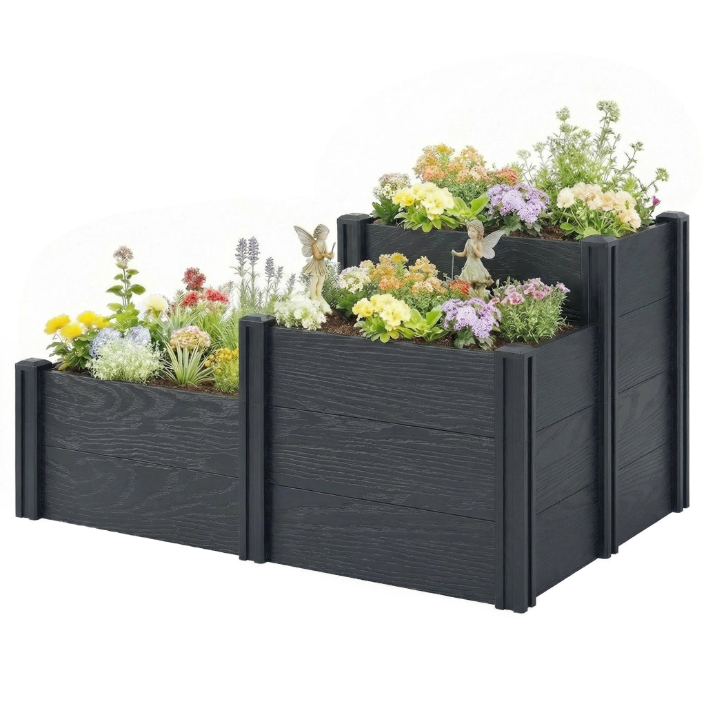 Letto da giardino a 3 livelli ¨C zephmum ¨C grigio 120x80x64 cm