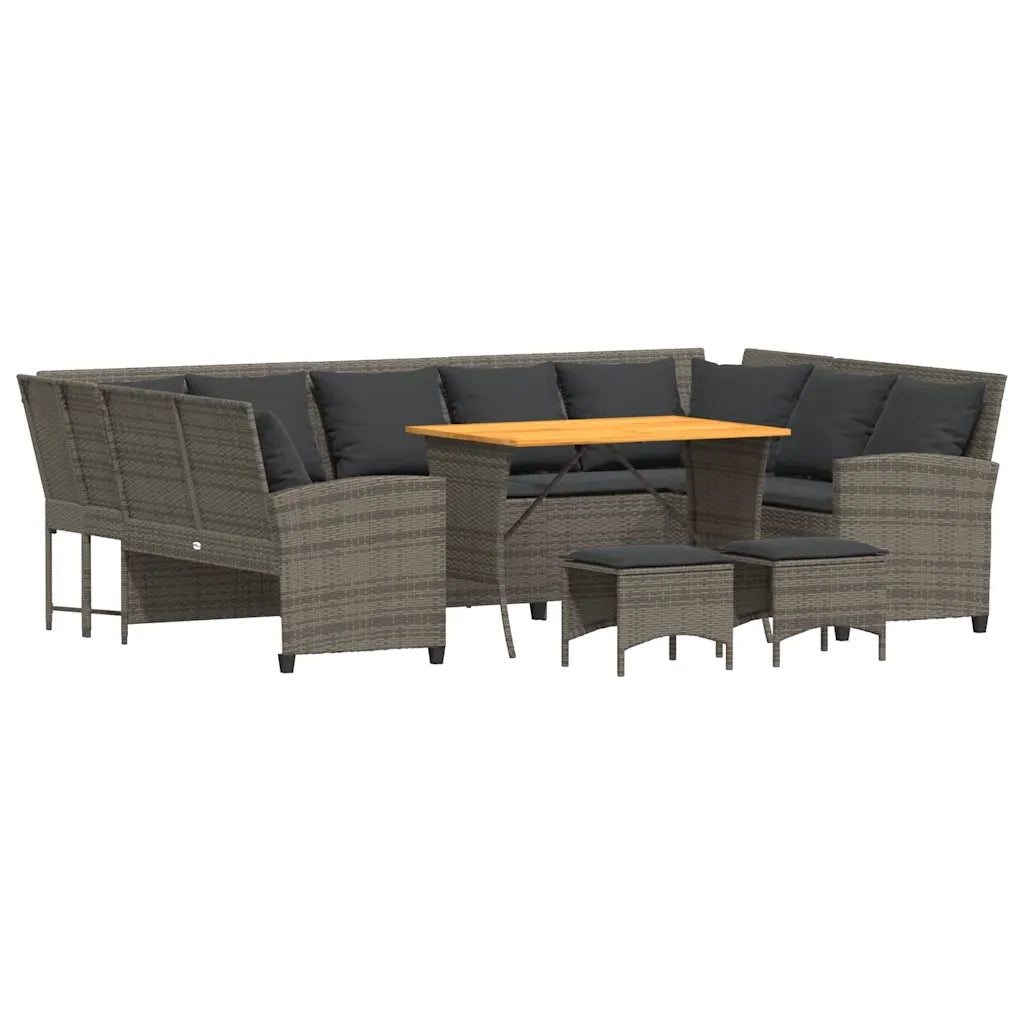 Set Divani da Giardino 4 pz con Cuscini in Polyrattan Grigio 3365339