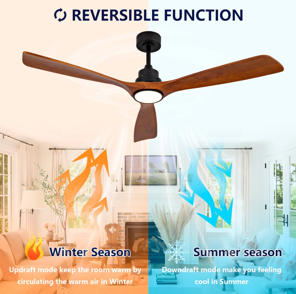 Ventilatore a soffitto YEAVIO da 60 pollici con illuminazione LED dimmerabile, telecomando e 3 temperature di colore