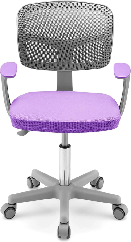Sedia per Scrivania per Bambini, Sedia per Computer per Bambini con Altezza Regolabile, Ruote con Freni, Sedile Girevole a Rete, Sedia Ergonomica per Bambini 3-10 Anni (Viola chiaro)