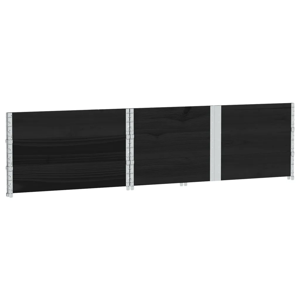 Paretali per Pallet 3 pz Neri 150x100cm Legno Massello di Pino 3295383