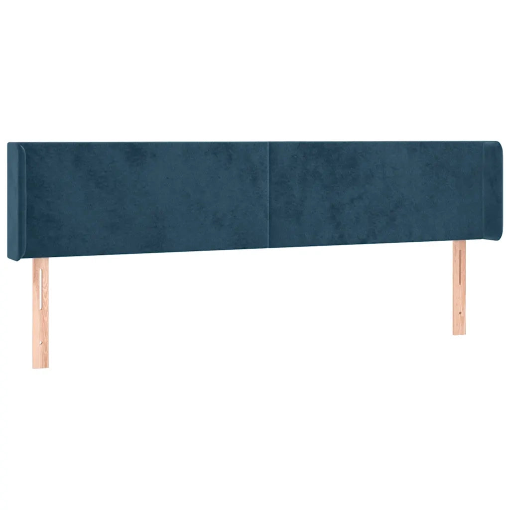Testiera ad Orecchio-Testata con Orecchie Blu Scuro 183x16x78/88 cm in Velluto 837936