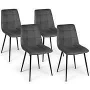 IDMarket - Set di 4 sedie da pranzo MILA in velluto grigio scuro