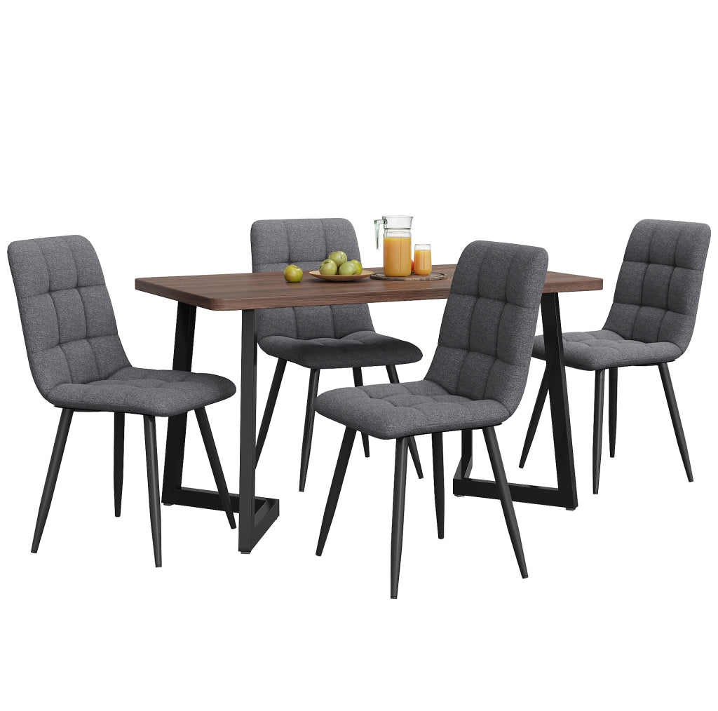 Set tavolo e 4 sedie 117x68 cm MDF noce e metallo nero per cucina