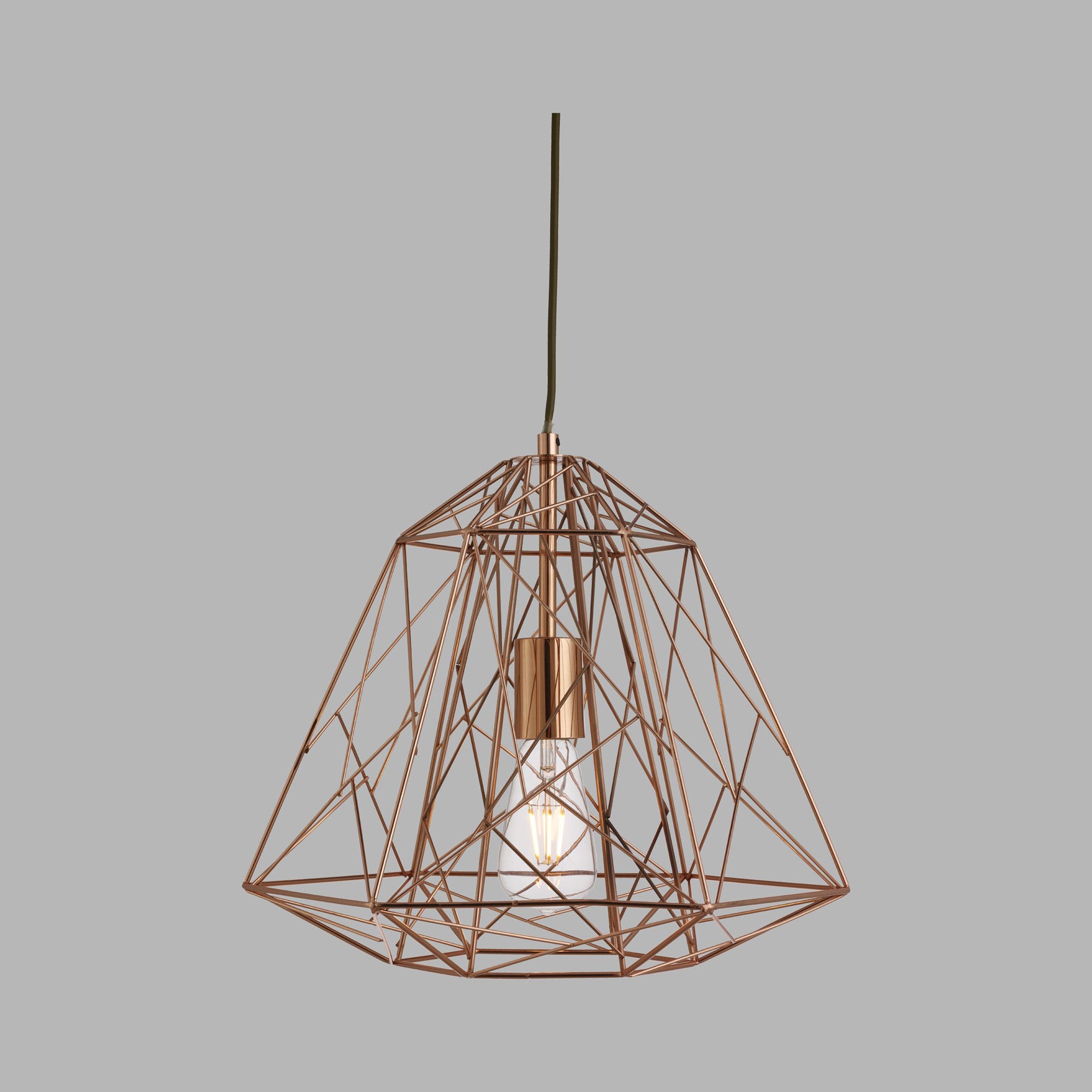 Sospensione Contemporanea Cage Geometrica Acciaio Rame 1 Luce E27