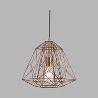 Sospensione Contemporanea Cage Geometrica Acciaio Rame 1 Luce E27