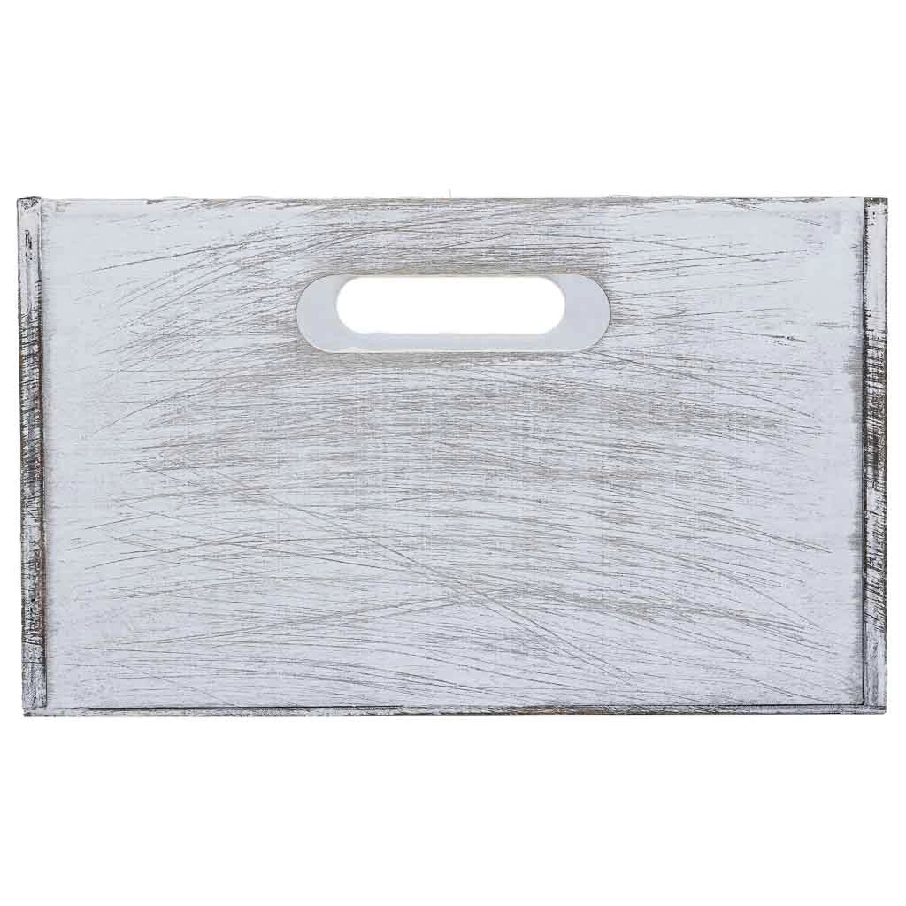 Set di 3 cesti in legno bianco 35x25x15h-30x20x14h-25x15x13
