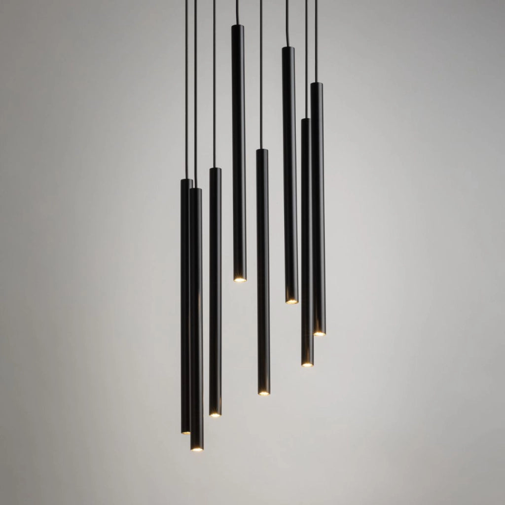 Lampada sospesa Sopel nera rotonda Ø30 8 luci G9 Sigma