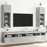 Mobili TV con Luci LED 2pz Grigio Cemento 30,5x30x90 cm 837008