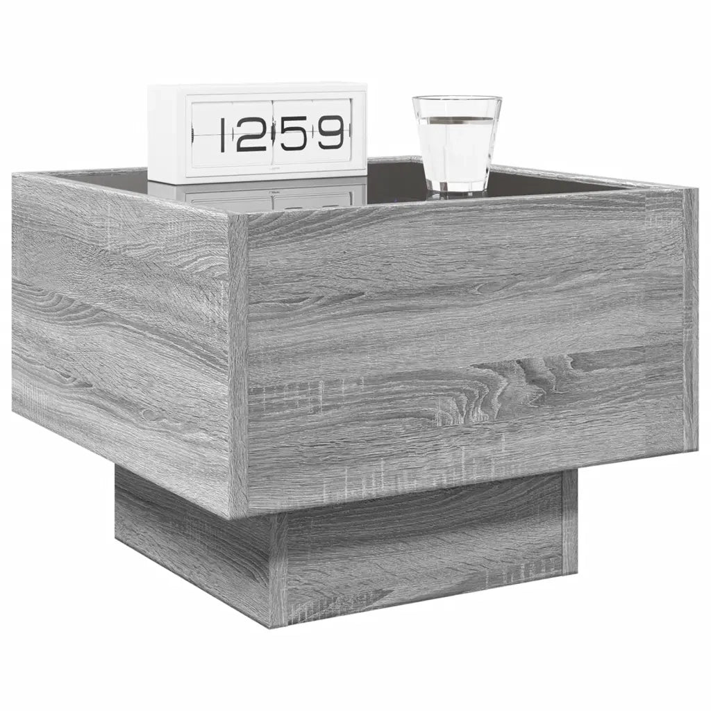 Comodino | Armadio da Notte | Mobiletto da notte con LED Infinity Rovere Sonoma 40x40x30 cm