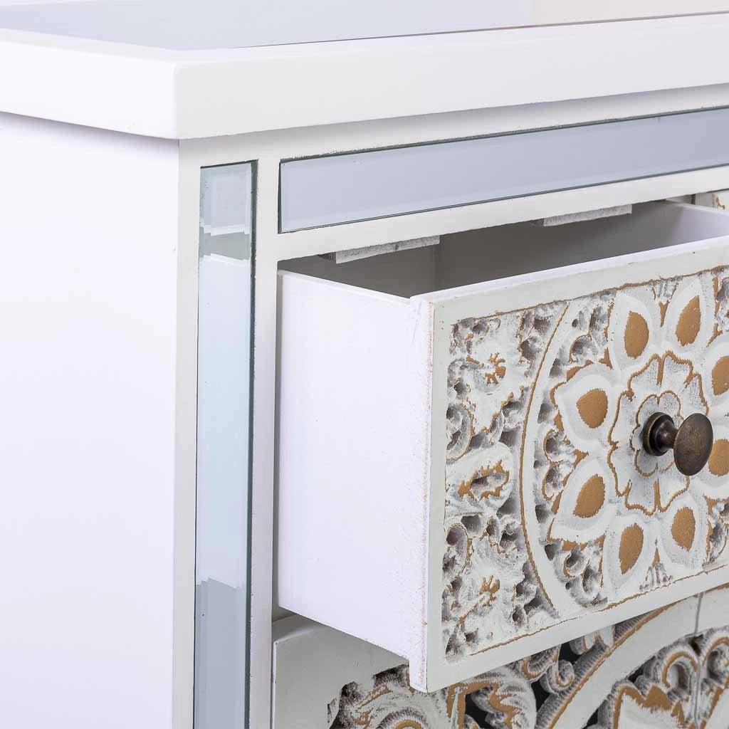 Credenza in legno e vetro con 2 cassetti e 2 porte 68,5x27,5x82