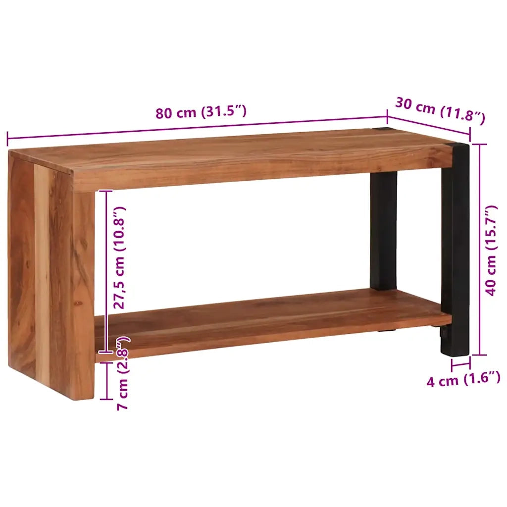 vidaXL Libreria Marrone, Nero 80 x 30 x 40 cm Legno di Acacia Massello