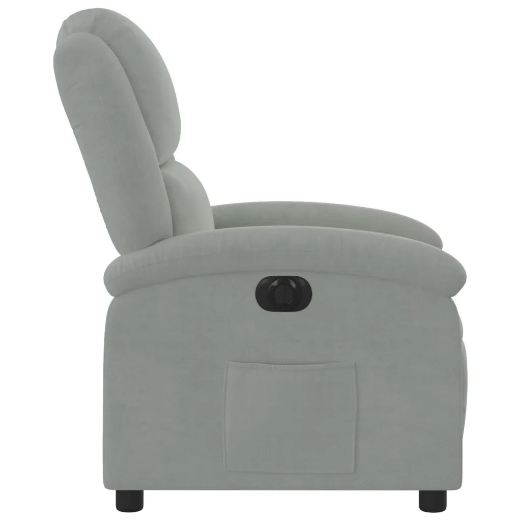 Poltrona Elettrica Reclinabile Grigio Chiaro in Vera Pelle 3204278