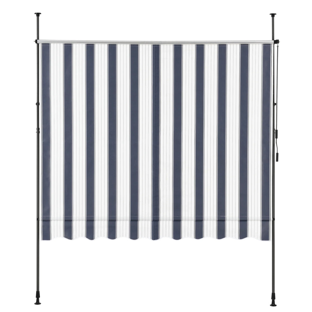 Tenda da sole telescopica in acciaio e poliestere 200 x 120 x 200-300 cm blu scuro e bianco 03_0008320