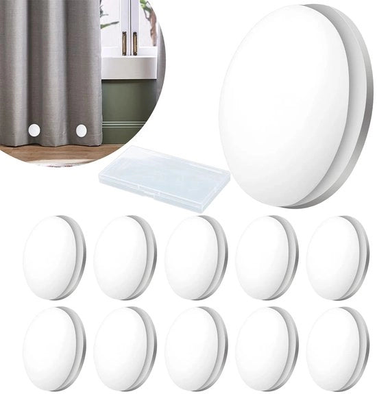 10 magneti a forma di uncino per tende, 30 gram ciascuno, con chiusura magnetica, adatti per tovaglie da tavolo, tende doccia, uso all'aperto, ecc., bianchi.