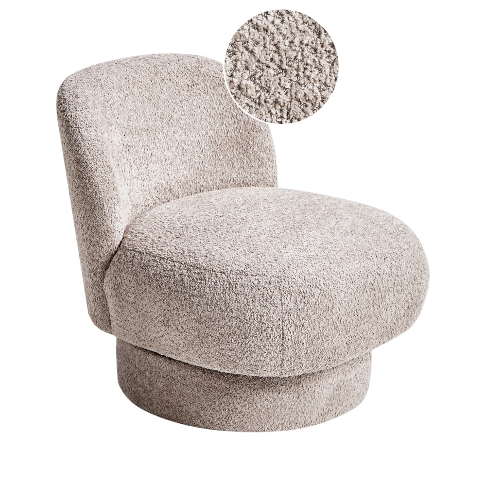 Poltrona girevole Poltrona da club imbottita in bouclé beige Schienale curvo Retro